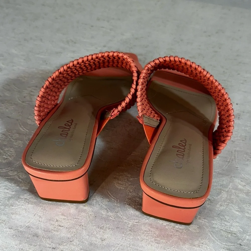 Charles David Coral Fantasy Woven Strap Sandals Coral size 6.5